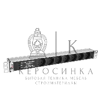 Блок розеток Rem-10 без шнура с фил. и инд., 7 Schuko, вход IEC 60320 C14, 10A, алюм., 19