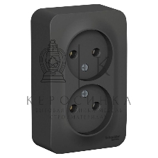 Розетка 2-ая б/з без шторок 16А, 250 В, изолир. пластина SE Blanca наруж Антрацит