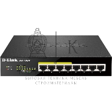 Коммутатор Unmanaged Switch with 8 10/100/1000Base-T ports (4 PoE ports 802.3af/802.3at (30 W), PoE Budget 68).8K Mac address, Auto-sensing, 802.3x Flow Control, Stand-alone, Auto MDI/MDI-X for each port, D-link Green technology, Metal case.Manual + Exter