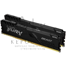 Оперативная память Kingston Fury Beast, DDR4, 64GB (2x32GB), 3600MHz, CL18, DIMM, с радиатором, черный