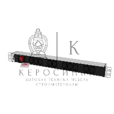 Блок розеток Rem-10 без шнура с выкл., 10 IEC 60320 C13, вход IEC 60320 C14, 10A, алюм., 19