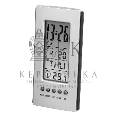 Часы с термометром Hama H-186357 серебристый/черный