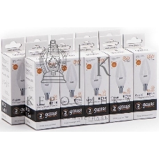 Светодиодная лампа Gauss Elementary 8Вт цок.: E14 свеча 220B 3000K св. свеч. белый. теп. С37 (упак.: 10 шт)