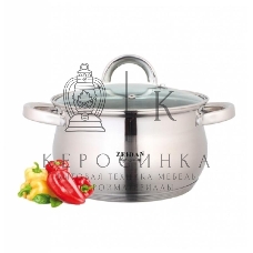 Кастрюля со стеклянной крышкой Zeidan Z-50237 2,1 л (д.16х10.5 см), нерж.сталь, внутренняя -зеркальная полировка, снаружи - комбинированная полировка, шкала литража, 5-ти слойное капсулир. дно, подарочная упаковка с пластиковой ручкой.