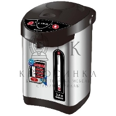 Термопот LIRA LR 0401 нержавеющая сталь объем 3,8 л, мощность 800 Вт, 220В/50Гц, корпус и колба из нержавеющей стали, 3 способа подачи воды: при нажатии чашкой на клапан, с помощью насоса, с помощью электропомпы, Функция повторного кипячения, Ручка для пе