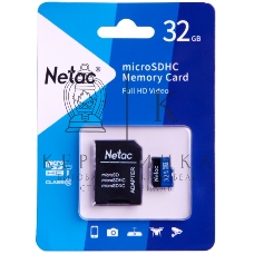 Флеш карта microSDHC 32Gb Netac P500 NT02P500STN-032G-R (с SD адаптером) 80Mb/s