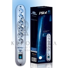 Сетевой фильтр Pilot GL 10 м, 6 розеток, белый, коробка