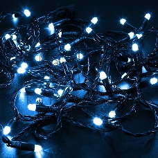 Гирлянда Neon-night Нить 10м, эффект мерцания (каждый 5-ый), черный ПВХ, 230В, Синий