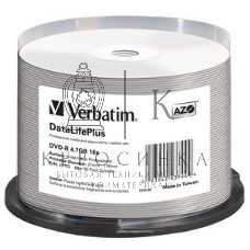 Диск DVD-R Verbatim 4.7 Gb, 16x, Cake Box (50), Full Ink Printable Pro (50/200)