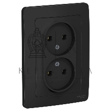 Розетка 2-м СП Blanca 16А 250В без шторок без заземл. антрацит SchE BLNRS000026