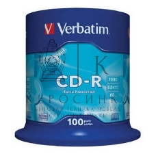Диск CD-R Verbatim 700Mb 52x Cake Box (100шт) (43411)