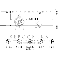 Лента светодиодная Basic Gauss 12V 4,8W/m 312lm/m 4000K IP20 LED 2m 1/100