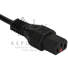 Шнур питания Lanmaster с блокировкой C13-Schuko прямая, 3х0.75, 220В, 10А, черный, 1 метр