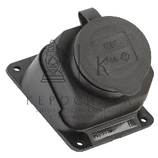 Розетка 1-м Омега РБу13-1-0м с защ. крышкой угловая настен. с заземл. IP44 черный каучук ИЭК PKR22-016-2-K02