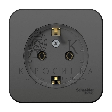 Розетка с/з без шторок, (тонкая) 16А, 250В, изолир. пластина SE Blanca наруж Антрацит