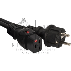 Шнур питания с блокировкой C19-Schuko прямая, 3х1.5, 220В, 16А, черный, 3 метра