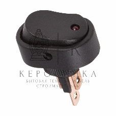 Выключатель клавишный Rexant 12V 20А (3с) ON-OFF черный ОВАЛ с красной LED подсветкой
