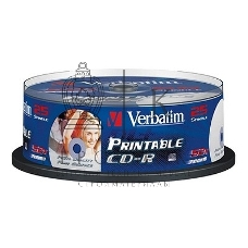 Диск CD-R Verbatim 700Mb 52x Cake Box (25шт) Printable (43439)