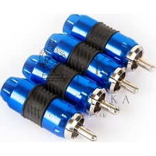 Коннектор Kicx RCA-4BL Комплект из 4-х прямых металлических RCA коннекторов в упаковке, наконечники с никилерованным покрытием, диаметр под RCA кабель до 9мм. (упак.:4шт)