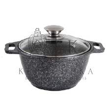 КУКМОР КМТ42а 4,0л Кастрюля литая 4,0л стеклянная крышка. Темный мрамор.