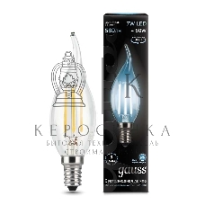 Лампа светодиодная Gauss LED Filament Свеча на ветру E14 7W 580lm 4100К 1/10/50
