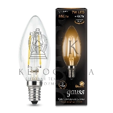 Лампа светодиодная Gauss LED Filament Свеча E14 7W 550lm 2700К 1/10/50