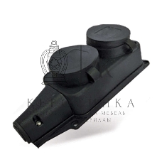 Розетка двухместная настенная с заглушками c заземлением каучук 16А 250В IP44 (1027)