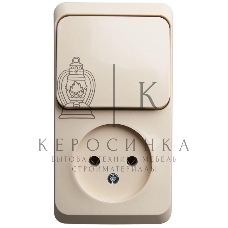 Блок ОП Этюд (1-м розетка без заземл. + 1-кл. выкл.) крем. SchE