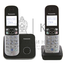 Телефон беспроводной (DECT) Panasonic KX-TG6812RU черный (труб. в компл.:2шт) АОН