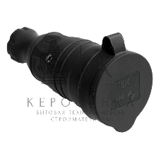 Розетка 1-м Омега РБп13-1-0м с защ. крышкой переносная с заземл. IP44 черный каучук ИЭК PKR21-016-2-K02