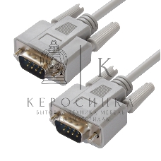 Кабель Greenconnect COM RS-232 порта соединительный 5 m GCR-DB9CM2M-5 m, 9M/9M Premium, серый, пластиковый пакет