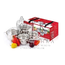 Набор посуды Lara LR02-87 Apple 8 предметов (сотейник 2.0 л, кастрюли: 2.0 л, 3.6 л, 6.1 л)