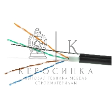 Кабель Cablexpert, UTP5e, 4 пары, 0.51 мм, медь, однож., 305 м, для внешней прокладки с тросом, Fluke Test, черный