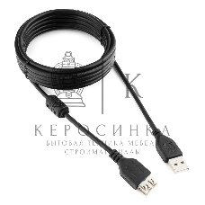 Кабель Gembird PRO USB 2.0 3.0м AM/AF позол.конт., фер.кол., пакет