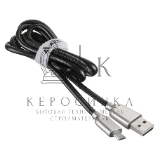 Кабель USB ACD-Allure MicroUSB - USB-A Кожа, 1м, черный