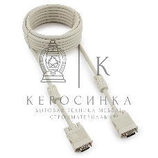 Кабель Gembird/Cablexpert VGA Premium, 15M/15M,5.0м, серый, тройной экран, феррит.кольца