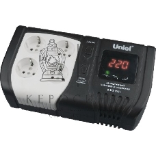 Стабилизатор напряжения Uniel (9621) U-ARS-500/1 серия Standard - Expert 500 ВА(Однофазный электронны(релейный)стабилизатор,цифровой дисплей,номинальная мощность 0,5кВА,диапазон входного напряжения 145-280В,выходное напряжение 220+/-10%В,частота 50/60Гц,т