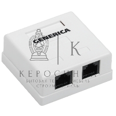 Розетка компьютерная информационная настенная RJ45 кат. 5Е UTP 2 порта GENERICA