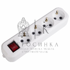 Колодка 4 гнезда Rexant с кнопкой c заземлением