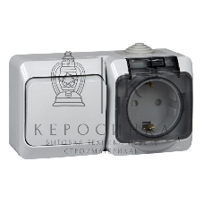 Блок ОП Этюд (1-кл. выкл. + евророз. защ. шторки) IP44 сер. SchE