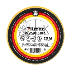 Изолента ПВХ Kranz 0.13х19 мм, 25 м, желтая (5 шт./уп.)