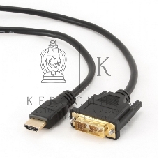 Кабель HDMI-DVI Cablexpert CC-HDMI-DVI-6, 19M/19M, single link, медь, позол.разъемы, экран, 1.8м, черный, пакет