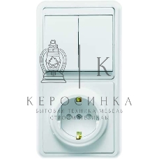 Блок Кунцево-Электро БКВР-035 Бэлла (2-кл. выкл. + евророзетка с защ. шторками) белый