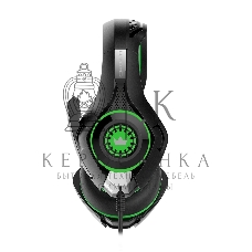 Гарнитура проводная игровая CROWN CMGH-102T Black&green (Подключение USB, встроенная аудио карта, Частотный диапазон: 20Гц-20,000 Гц,Кабель 2.1м,Размер D 250мм)