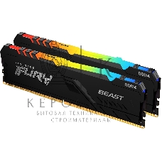 Оперативная память Kingston Fury Beast, DDR4, 64GB (2x32GB), 3200MHz, CL16, DIMM, с радиатором, RGB, черный