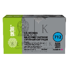 Картридж струйный Cactus CS-3ED68A 712 пурпурный (29 мл) для HP DJ T230/630