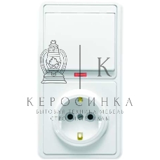 Блок Кунцево-Электро БКВР-056 Бэлла (1-кл. выкл. с подсветкой + розетка с заземл.) белый