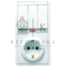Блок Кунцево-Электро БКВР-054 Бэлла (3-кл. выкл. с подсветкой + розетка с заземл.) белый Кунцево 5845