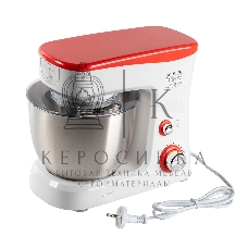 Миксер стационарный Endever Sigma-25, 1000 Вт., планетарный, многофункциональный, стальная чаша 3,5 л., регулировка скорости, белый/красный