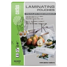 Пленка для ламинирования Cactus 80мкм A4 (100 шт) глянцевая 216x303 мм CS-LPGA480100